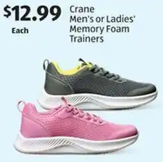 Aldi Crane Men's or Ladies' Memory Foam Trainers offer