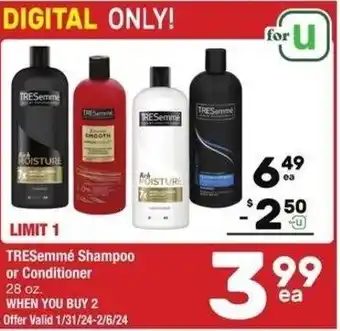 Albertsons TRESemmé Shampoo or Conditioner offer