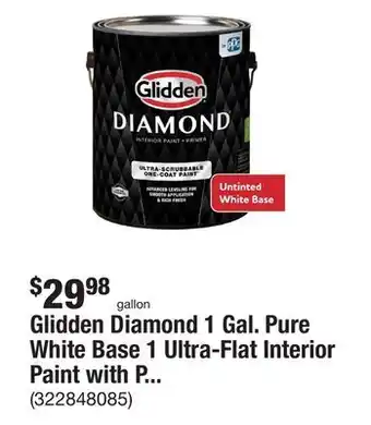 The Home Depot Glidden Diamond 1 Gal. Pure White Base 1 Ultra-Flat Interior Paint with Primer offer