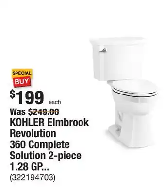 The Home Depot KOHLER Elmbrook Revolution 360 Complete Solution 2-piece 1.28 GPF Single Flush Elongated Toilet in. White (Seat Included ) offer