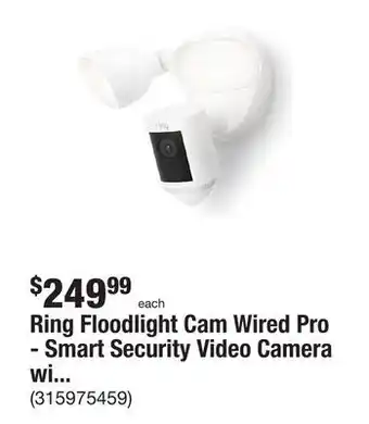 The Home Depot Ring Floodlight Cam Wired Pro - Smart Security Video Camera with 2 LED Lights, Dual Band Wifi, 3D Motion Detection, White offer