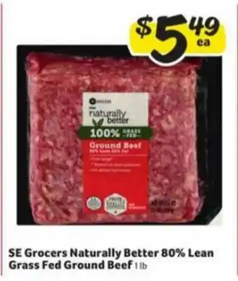Winn Dixie Se Grocers Naturally Better 80% Lean Grass Fed Ground Beef offer
