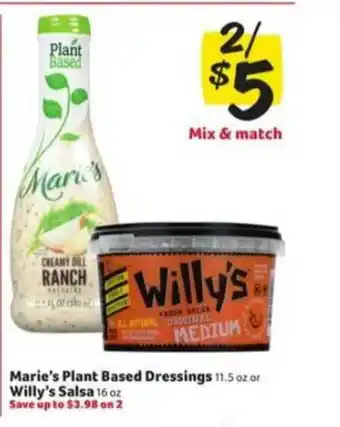 Winn Dixie Marie's Plant Based Dressing Or Willy's Salsa offer