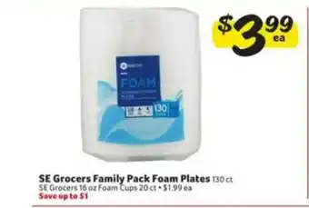 Winn Dixie Se Grocers Family Pack Foam Plates offer