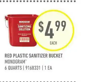 US Foods Chef's Store Red Plastic Sanitizer Bucket offer