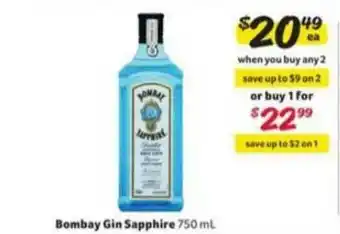 Winn Dixie Bombay Gin Sapphire offer