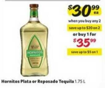 Winn Dixie Hornitos Plata Or Reposado Tequila offer
