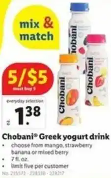 Lidl Chobani Greek Yogurt Drink offer