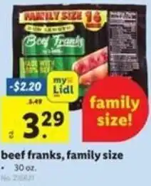 Lidl Beef Franks, Family 30 oz offer