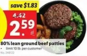 Lidl 80% Lean Ground Beef Patties offer