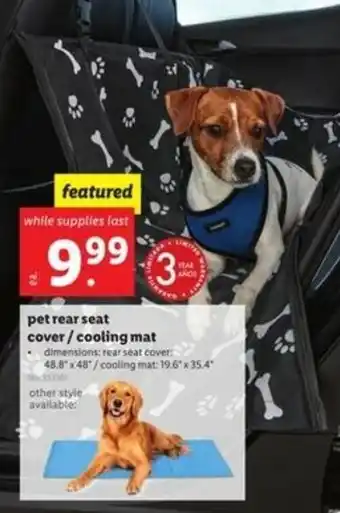 Lidl Pet Rear Seat Cover/ Cooling Mat offer