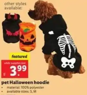 Lidl Pet Halloween Hoodie offer