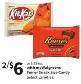 Walgreens Fun Or Snack Size Candy offer
