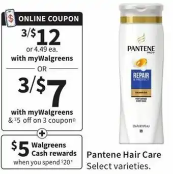 Walgreens Panrtene Hair Care offer