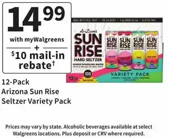Walgreens 12-Pack Arizona Sun Rise Seltzer Variety Pack offer