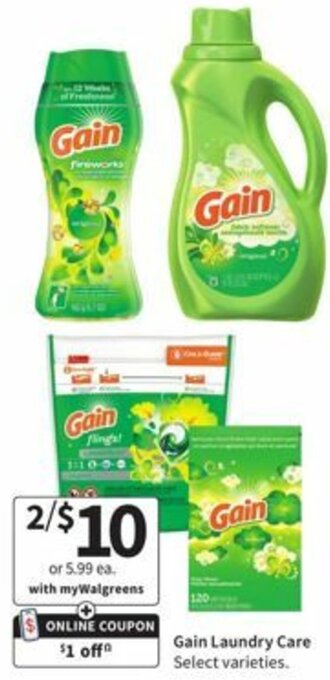 Walgreens Gain Laundry Care offer