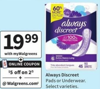 Walgreens Always Discreet offer