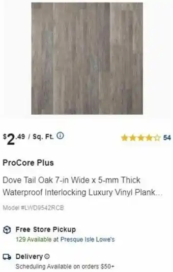 Lowe's ProCore Plus Dove Tail Oak offer