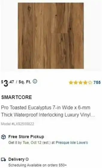 Lowe's Smartcore Pro Toasted Eucalypus offer