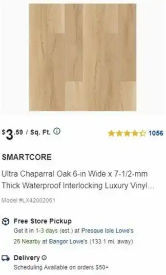 Lowe's Smartcore Ultra Chaparral Oak offer