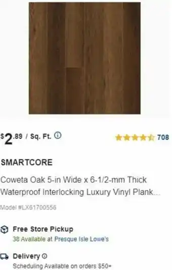 Lowe's Smartcore Coweta Oak offer