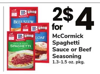 ACME McCormick Spaghetti Sauce or Beef Seasoning offer