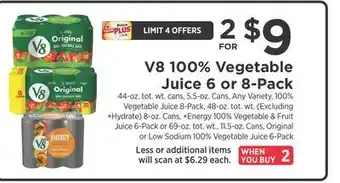 ShopRite 100% Vegetable Juice 6 or 8-Pack offer