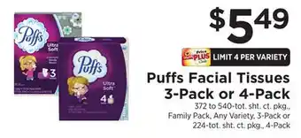 ShopRite Facial Tissues 3-Pack or 4-Pack offer