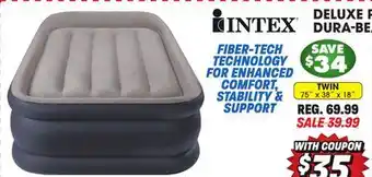 Big 5 Intex Twin 16.5 Deluxe Pillow Rest Dura-Beam Airbed with Built-In Electric Pump offer
