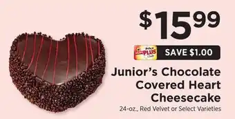 ShopRite Junior's Chocolate Covered Heart Cheesecake offer
