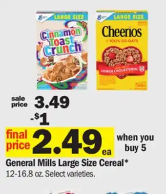 Meijer General Mills Large Size Cereal offer