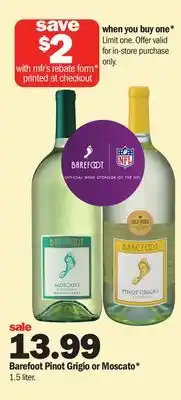 Meijer Barefoot Pinot Grigio or Moscato offer
