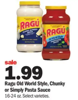 Meijer Ragu Old World Style, Chunky or Simply Pasta Sauce offer