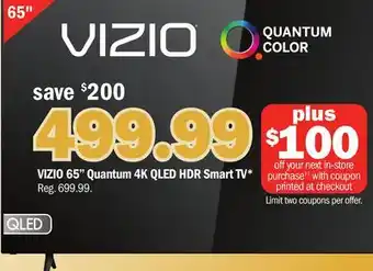 Meijer VIZIO 65 Quantum 4K QLED HDR Smart TV offer