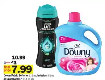 Meijer Downy Fabric Softener 111 oz., Infusions 81 oz. or Unstopables* 13.4 oz offer