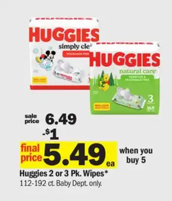 Meijer Huggies 2 or 3 Pk. Wipes offer