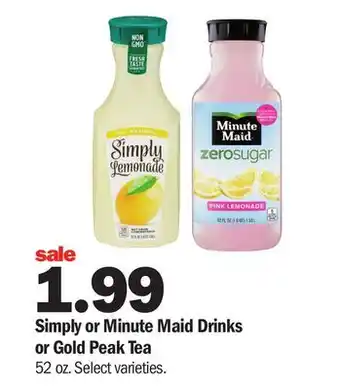 Meijer Simply or Minute Maid Drinks or Gold Peak Tea offer