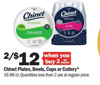 Meijer Chinet Plates, Bowls, Cups or Cutlery offer