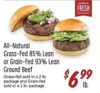 Sprouts Farmers Market All-Natural Grass-Fed 85% Lean or Grain-Fed 93% Lean Ground Beef offer