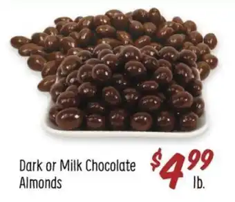Sprouts Farmers Market Dark or Milk Chocolate Almonds offer