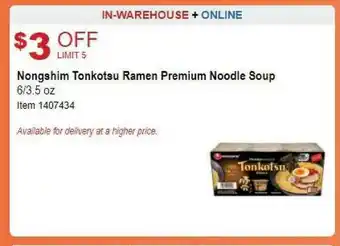 Costco Nongshim Tonkotsu Ramen Premium Noodle Soup offer