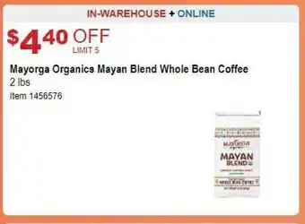 Costco Mayorga Organics Mayan Blend Whole Bean Coffee offer