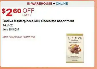 Costco Godiva Masterpieces Milk Chocolate Assortment offer