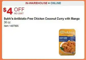 Costco Sukhi's Antibiotic-Free Chicken Coconut Curry With Mango offer