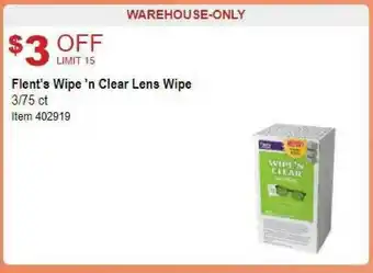 Costco Flent's Wipe 'n Clear Lens Wipe offer