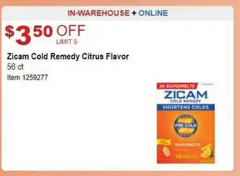 Costco Zicam Cold Remedy Citrus Flavor offer