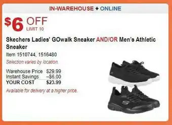 Costco Skechers Ladies' GOwalk Sneaker And-Or Men's Athletic Sneaker offer