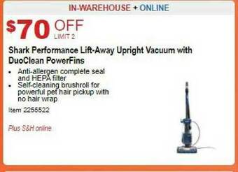 Costco Shark Performance Lift-Away Upright Vacuum With DuoClean PowerFins offer