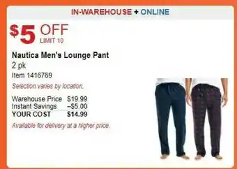 Costco Nautica Men's Lounge Pant offer