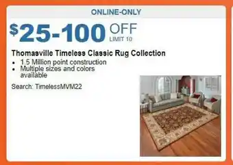 Costco Thomasville Timeless Classic Rug Collection offer